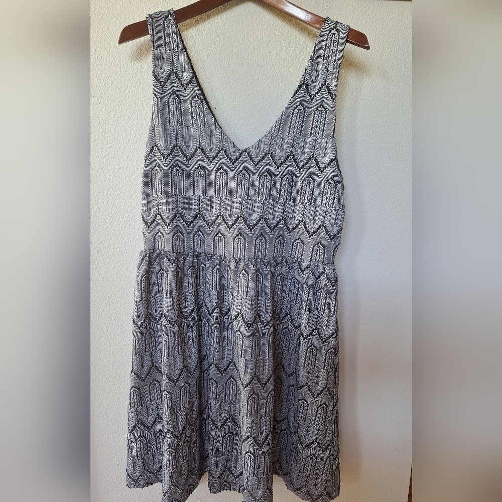 Lucky Brand Womens Black/Gray Tank Mini Dress Fit and Flare. Size L